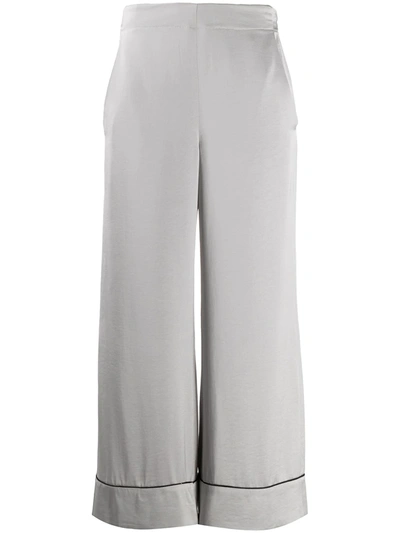 Blanca Vita Wide Leg Contrast Trim Pants In Grey