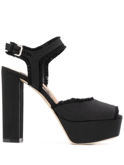 Sergio Rossi Fringed Platform Sandals In Black