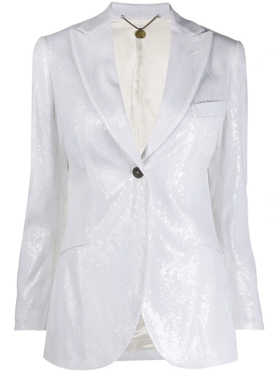 Maurizio Miri Sequined Fitted Jacket In White