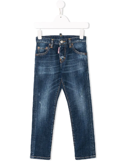 Dsquared2 Teen Faded Slim-fit Jeans In Blue