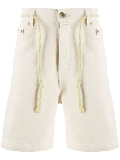 Nanushka Cord Detail Denim Shorts In Neutrals