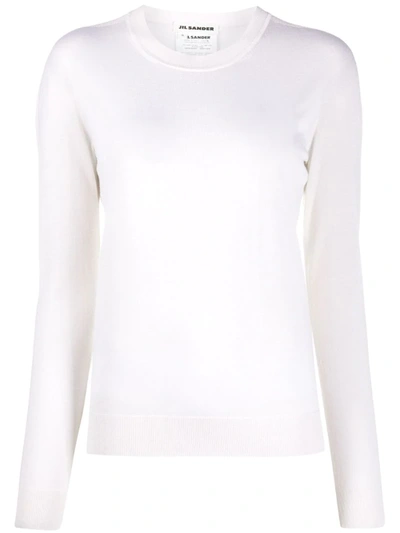 Jil Sander Crew Neck Fine Knit Jumper In Neutrals