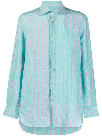 Kiton Contrast Stripe Shirt In Green