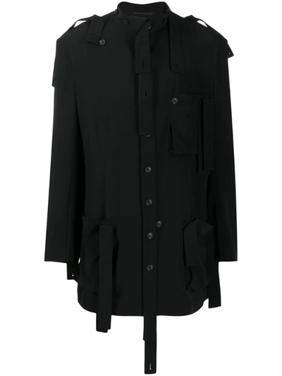 Yohji Yamamoto Strap Detail Coat In Black