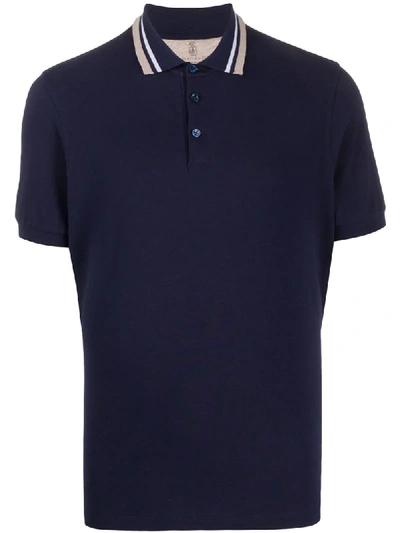 Brunello Cucinelli Polo Shirt Cotton Slim Fit In Blue