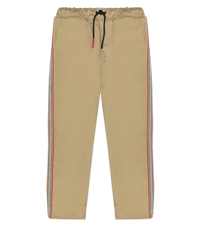 Burberry Kids' Curran Drawstring Chino Pants W/ Icon Stripe Sides, Size 3-14 In Beige