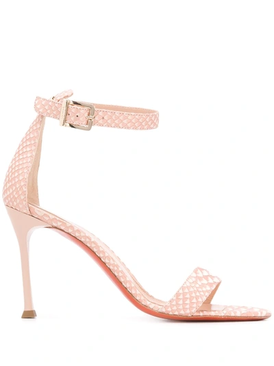 Baldinini Snake Print 100mm Sandals In Neutrals