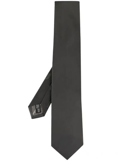 Ferragamo Plain Silk Tie In Black