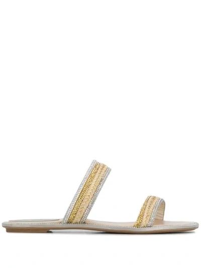 René Caovilla Sequin Open-toe Sandals In Grey