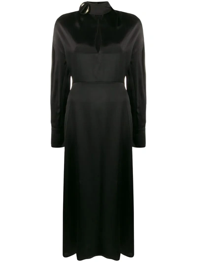Materiel Buckled Silk Dress In Black