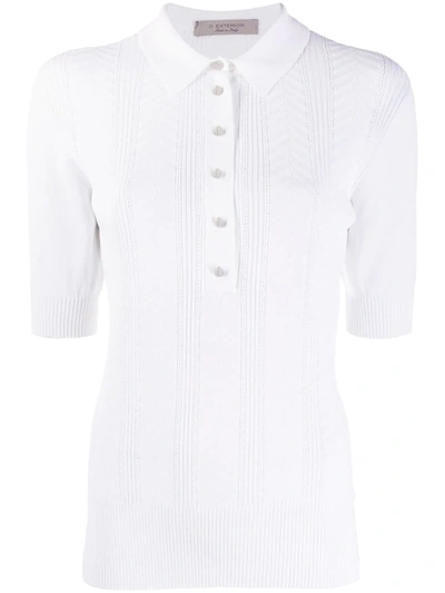 D-exterior Knitted Polo Shirt In White
