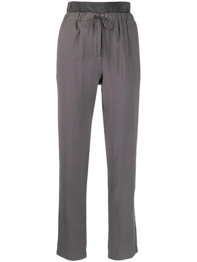 D-exterior Drawstring Waist Trousers In Grey