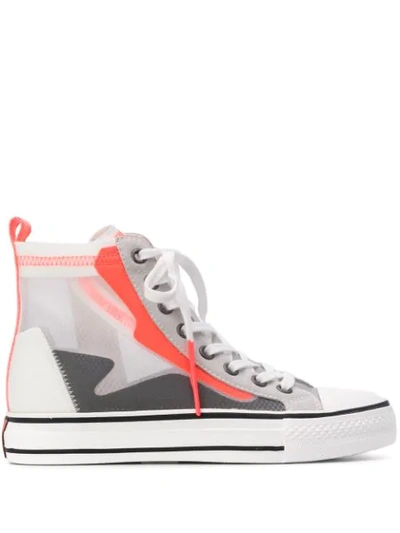 Ash Colour Block High-top Trainers In Grey