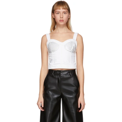 Saks Potts Studded Bustier-style Cropped Top In White