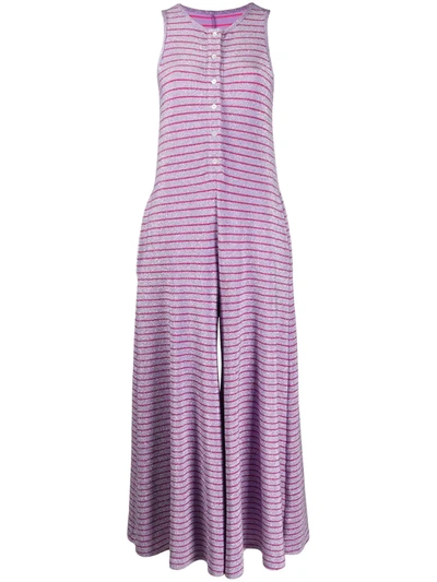 Mm6 Maison Margiela Mm6 Stripes Lurex Jumpsuit In Purple