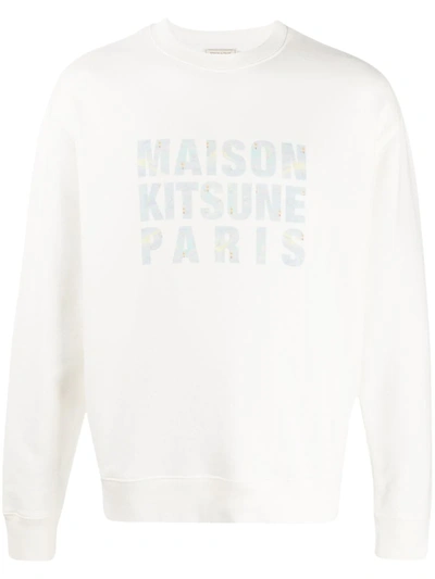 Maison Kitsuné Hologram Logo Sweatshirt In White