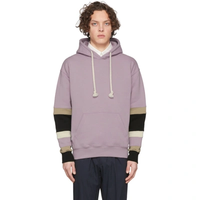 Jw Anderson Striped Detail Hoodie In Mauve