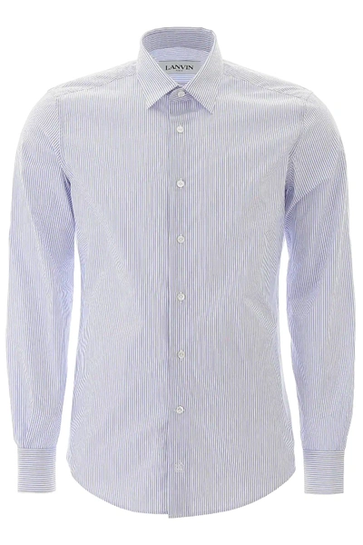 Lanvin Striped Shirt In Light Blue,white