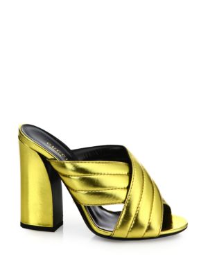 gucci gold mule heels