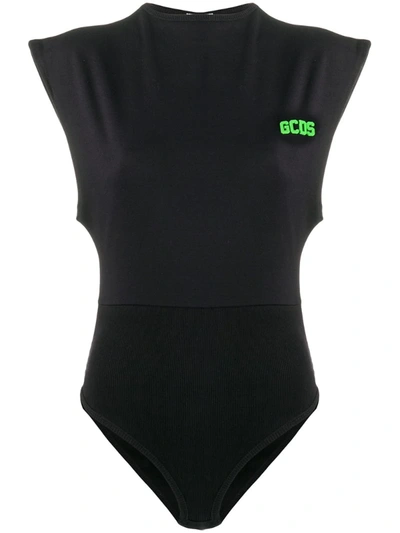 Gcds Short-sleeved Logo Bodysuit In Black