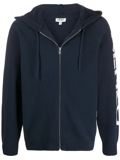 Kenzo Hooded Cardigan In Blue