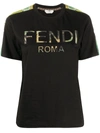 Fendi Logo Print Cotton T-shirt In Black