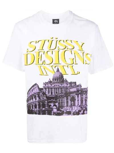Stussy Maxi Front Print T-shirt In White