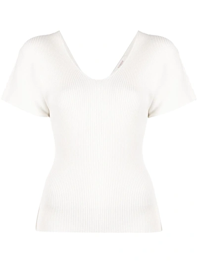 Zanone Ribbed-knit Top In White