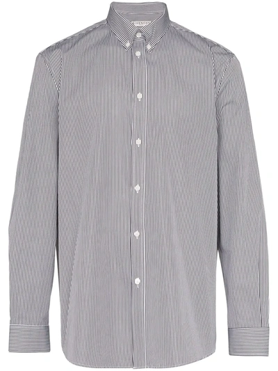 Givenchy Men's Striped Back-patch Sport Shirt In White