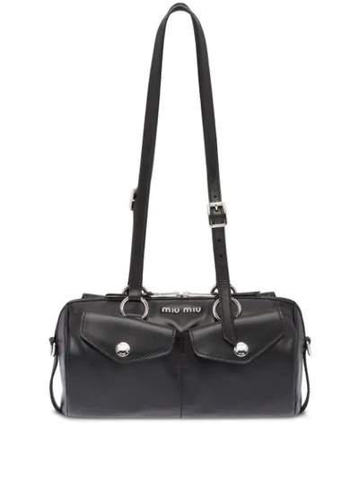 Miu Miu Soft Calf Leather Top Handle Bag In Black