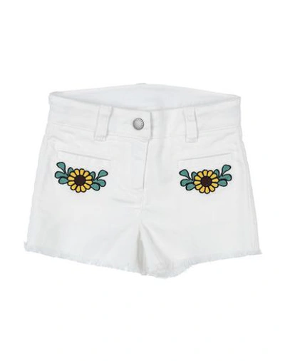 Stella Mccartney Kids' Embroidered Denim Shorts In White