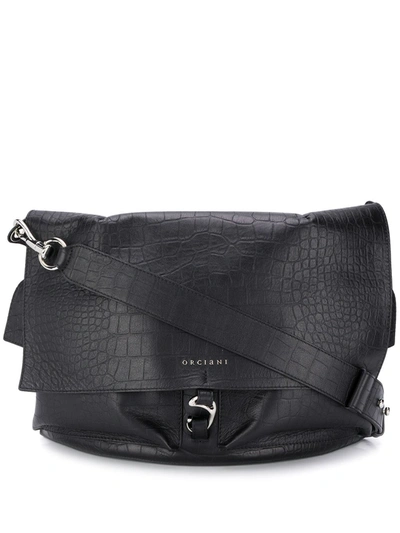 Orciani Croc-skin Effect Shoulder Bag In Black