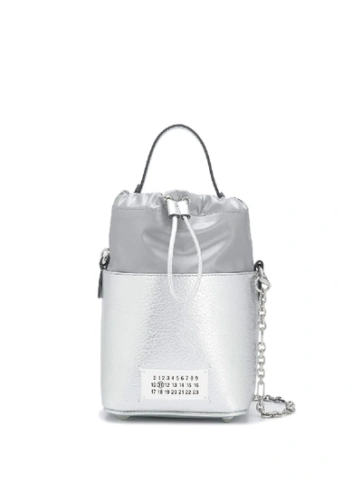 Maison Margiela Side Chain Bucket Bag In Silver