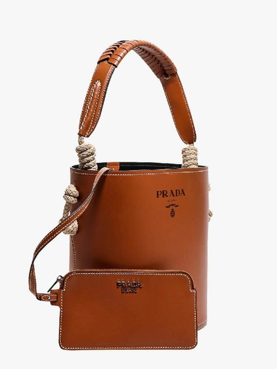 Prada Bucket Bag Leather In Brown
