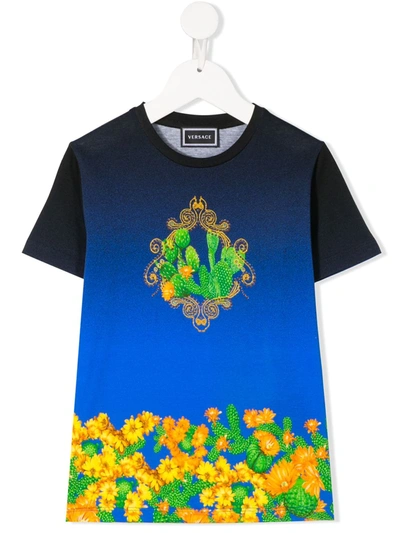 Young Versace Blue Teen T-shirt With Multicolor Press