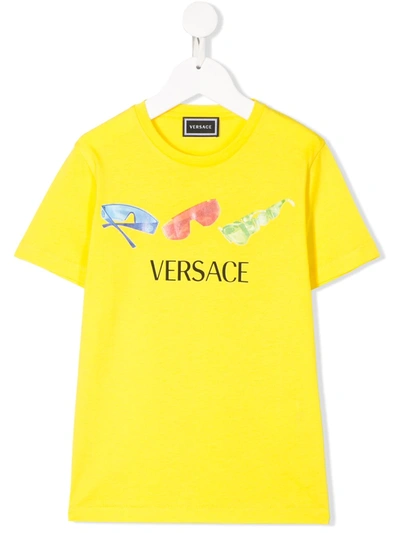 Young Versace Kids' Yellow T-shirt With Frontal Print