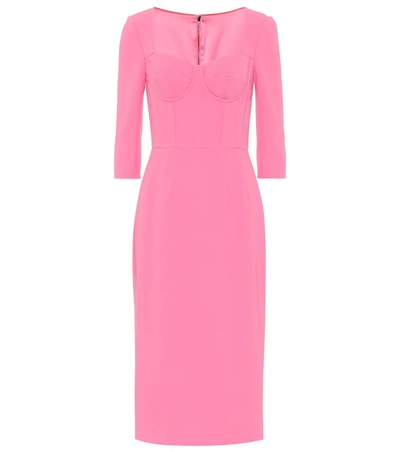 Dolce & Gabbana Form-fitting Cady Midi Dress In Pink