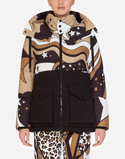 Dolce & Gabbana Millennials Star Print Winter Coat In Multicolored