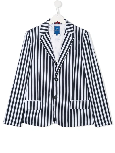 Fay Kids' White And Blue Boy Jacket With Stripes In Blue/white