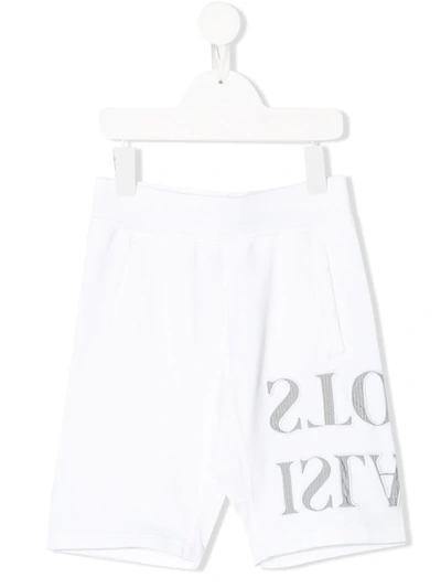 Stone Island Kids' White Shorts With Logo In Bianco