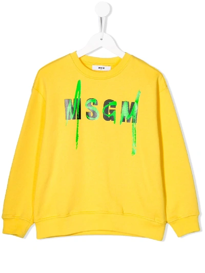 Msgm Kids' Yellow Sweatshirt With Logo