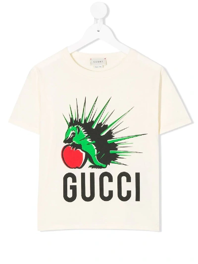 Gucci Ivory Kids T-shirt With Porcupine In Neutrals