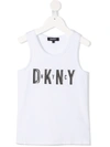 Dkny Kids' Logo Print Sleeveless Top In White