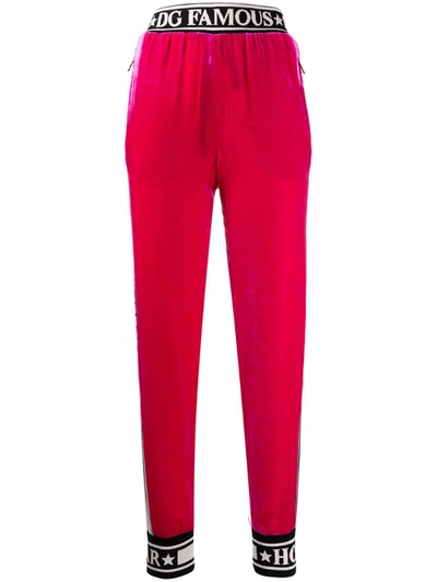 Dolce & Gabbana Smooth Velvet Jogging Trousers In Pink