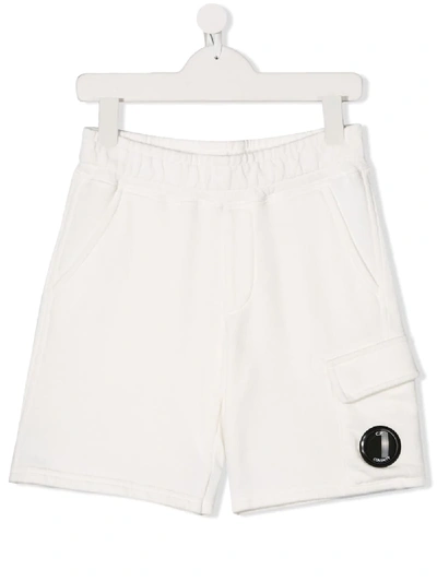 C.p. Company Kids' Logo Detail Bermuda Shorts In White