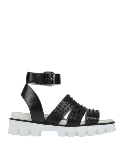 Redv Cutout Studded Leather Sandals In Black