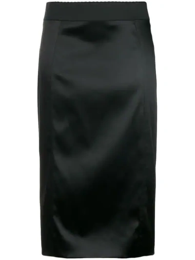 Dolce & Gabbana Longuette Tube Skirt In Faille In Black