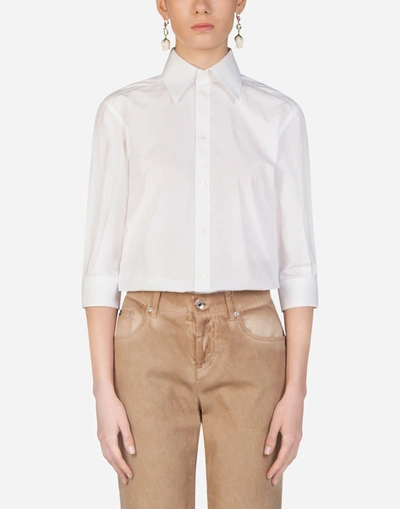 Dolce & Gabbana Poplin Shirt With Mother-of-pearl Buttons In White