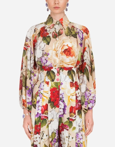 Dolce & Gabbana Oversize Floral-print Crepe De Chine Shirt In Floral Print