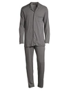 Hanro Basic Piped 2-piece Long Pajama Set In Gray